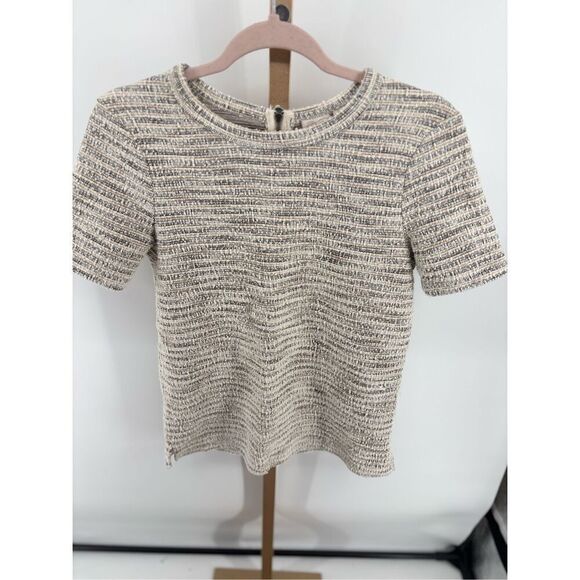 Anthropologie Tweed Striped Metallic Short Sleeve Top Women’s Size  Small - Picture 5 of 10